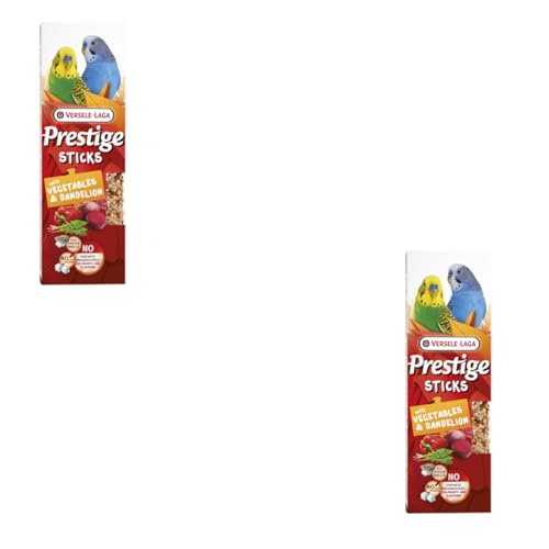 Versele-Laga Prestige Sticks Kleinsittiche Gemüse & Löwenzahn | Doppelpack | 2 x 60 g | Snack für kleine Sittiche | Ohne synthetische Konservierungsmittel, Farbstoffe oder Aromen von Versele-Laga