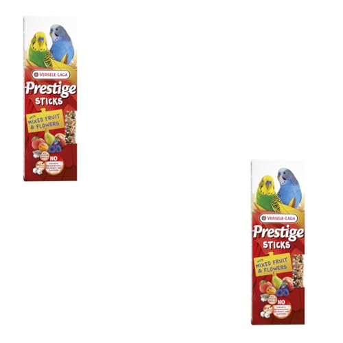 Versele-Laga Prestige Sticks Kleinsittiche gemischte Früchte & Blüten | Doppelpack | 2 x 60 g | Snack für kleine Sittiche | Ohne synthetische Konservierungsmittel und Farbstoffe von Versele-Laga