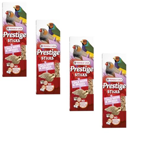 Versele-Laga Prestige Sticks kleine Sperlingsvögel mit Wildsamen & Anistopping | 4er Pack | 4 x 60 g | Snack für kleine Sperlinge | Ohne synthetische Konservierungsmittel von Versele-Laga