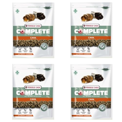 Versele Laga Versele-Laga Complete Cavia All-in-one- Nutrition | 4er Pack | 4 x 500 g | Pellets für Meerschweinchen | Enthält Timothy-Heu | Angereichert mit Holunderbeeren und Kräutern von Versele-Laga