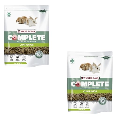 Versele-Laga Complete Cuni Junior | Doppelpack | 2 x 500 g | Alleinfuttermittel für Kaninchen zwischen 0-8 Monaten| Schmackhafte All-in-one Pellets | Mit Langen Fasern von Versele-Laga