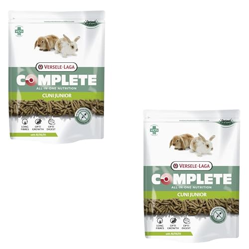 Versele-Laga Complete Cuni Junior | Doppelpack | 2 x 500 g | Alleinfuttermittel für Kaninchen zwischen 0-8 Monaten| Schmackhafte All-in-one Pellets | Mit langen Fasern von Versele-Laga