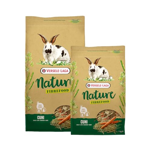 Versele-Laga Nature Fibrefood Cuni | 2,75 kg | Alleinfuttermittel für empfindliche Kaninchen | Abwechslungsreiche Mischung voller verschiedener Gräser und Gemüse | Getreidefrei von Versele-Laga