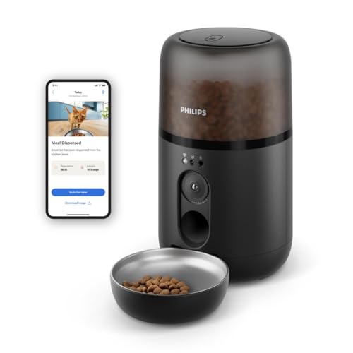 Philips Pet Series Intelligenter Futterautomat mit Kamera, Bewegungsmelder, Mahlzeitenplaner, Nachfüll-Benachrichtigung, Anti-Verstopf-Technologie, frisches Futter, einfache Reinigung, App, PAW5320/02 von Versuni