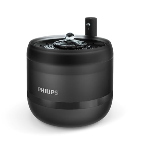 Philips Pet Series Katzenbrunnen, Intelligenter Trinkbrunnen, Auslaufschutz, Nachfüllüberwachung, Bewegungsaktivierung, Flüsterleise, 4-schichtiger Filter, Batteriereserve, 2,2 l Inhalt (PAW3210/02) von Versuni