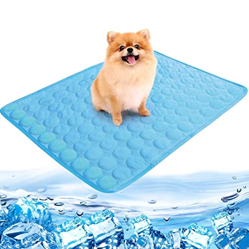 Vertvie Kühlmatte Hunde Katzen Haustiere Kühldecke Hundebett Selbstkühlende Matte Tragbar Wasserdicht Faltbar Kühl Hundedecke Geeignet Für Zuhause Oder Auto,Outdoor(Blau,150 * 100cm) von Vertvie