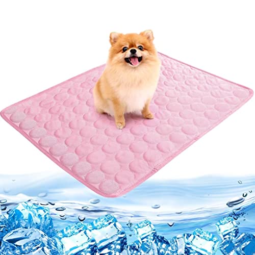 Vertvie Kühlmatte Hunde Katzen Haustiere Kühldecke Hundebett Selbstkühlende Matte Tragbar Wasserdicht Faltbar Kühl Hundedecke Geeignet Für Zuhause Oder Auto,Outdoor(Rosa,150 * 100cm) von Vertvie