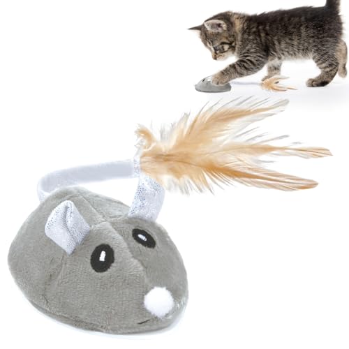 Vesaneae Katzenspielzeug Elektrisch Spielmaus, mit USB Kabel Wiederaufladbares, Katzenspielzeug Mäuse, Cat Toys, Interaktives Spielmäuse für Katze, für Katzenauslauf und Gegen Langeweile (Grau) von Vesaneae