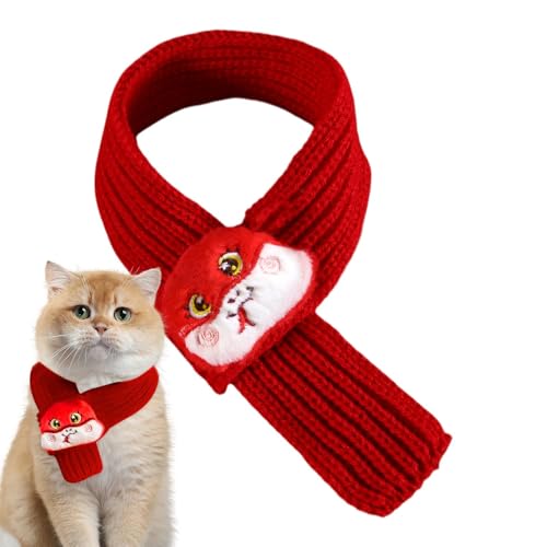 Vesidoloy Strickschal für Katzen, warmes Bandana, Winterurlaub, Haustierzubehör, Schlangenjahr, Hundeschal, Katzenschal, schönes Winteroutfit für kleine, mittelgroße Katzen und Hunde von Vesidoloy