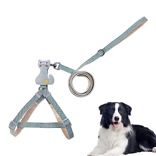 Hundegeschirr ohne Ziehen - Pet Supplies Kleines Hundegeschirr und Leine-Set - Verstellbar, niedliches Cartoon-Design, einfache Kontrolle, atmungsaktiv, Robustes Set aus Geschirr und Leine für Vesone von Vesone