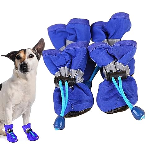 Hundestiefel | 4 Stück Hunde-Regenstiefel, Hundeschuhe,Hundestiefel und Pfotenschutz, wasserdichter Hundepfotenschutz mit verstellbarem Kordelzug, Hundeschuhe für heißes Pflaster Vesone von Vesone