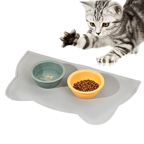 Vesone Hund Katze Futtermatte - rutschfeste Pet Bowl Mats Tischset Wasserdicht,rutschfeste, auslaufsichere Haustier-Fütterungsmatte für Futter und Wasser, leicht zu reinigendes Hunde-Tischset von Vesone