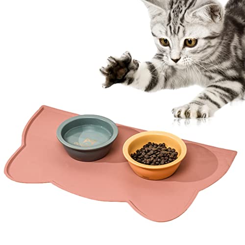 Vesone Katze Tischset | Erstklassige Cloud-Silikon-Futtermatte | Matte zum Verhindern von Überlaufen von Futter und Wasser, Tierfutterschale für Hunde, Katzen von Vesone