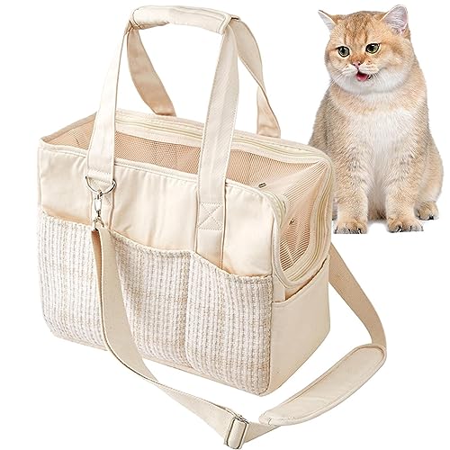 Vesone Kleine Hundetasche | Baumwoll-Canvas-Hunde-Reisetasche, Tragetasche - Tragbare kleine Hundetasche, Haustier-Reisetasche, atmungsaktive Umhängetasche für Kaninchen, Katzen, mittelgroße Hunde von Vesone