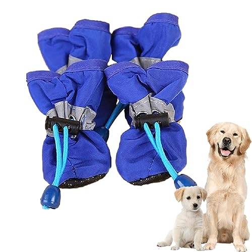 Wasserschuhe für Hunde,4 Stück Hunde-Regenstiefel, Hundeschuhe - Hundestiefel und Pfotenschutz, wasserdichter Hundepfotenschutz mit verstellbarem Kordelzug, Hundeschuhe für heißes Pflaster Vesone von Vesone