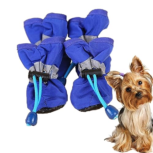 Wasserschuhe für Hunde - 4 Stück Haustierschuhe für heißes Pflaster - Hundestiefel und Pfotenschutz, wasserdichter Hundepfotenschutz mit verstellbarem Kordelzug, Hundeschuhe für heißes Pflaster Vesone von Vesone