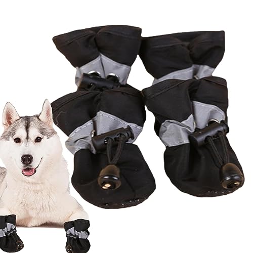 wasserdichte Hundeschuhe, 4 Stück Haustierschuhe Hunderegenstiefel, Hunderegenstiefel mit verstellbarem Kordelzug, weicher, atmungsaktiver, Rutschfester Hundepfotenschutz für kleine, Vesone von Vesone