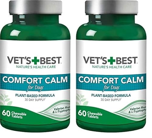 Vet's Best Comfort Calm Calming Dog Supplements - Fördert Entspannung und ausgewogenes Verhalten (60 Tabletten) (Packung mit 2) von Vet's Best