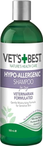 Vet's Best Hypoallergenes Hundeshampoo für empfindliche Haut, lindert Beschwerden bei trockener, juckender Haut, reinigt, befeuchtet und pflegt Haut und Fell 500ml Vet's Best Hypoallergenes Hundeshampoo für empfindliche Haut, lindert Beschwerden bei trockener, juckender Haut, reinigt, befeuchtet und pflegt Haut und Fell 500ml von Vet's Best