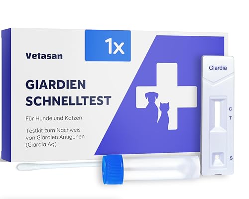 Vetasan 1x Giardien Schnelltest für Hund & Katze I Professioneller Giardientest zuverlässig & schnell I 98,3% Genauigkeit I Giardien Test, Giardia Test von Vetasan