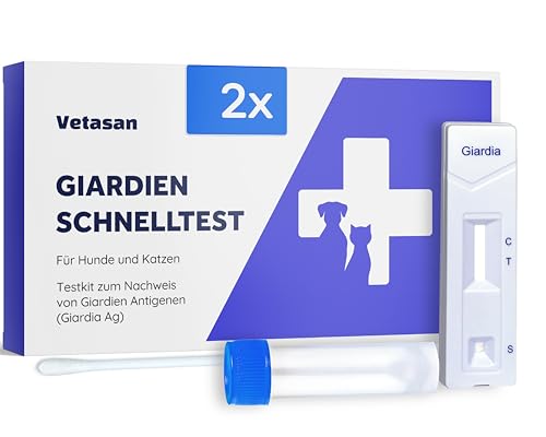 Vetasan 2X Giardien Schnelltest für Hund & Katze I Professioneller Giardientest zuverlässig & schnell I 98,3% Genauigkeit I Giardien Test, Giardia Test von Vetasan