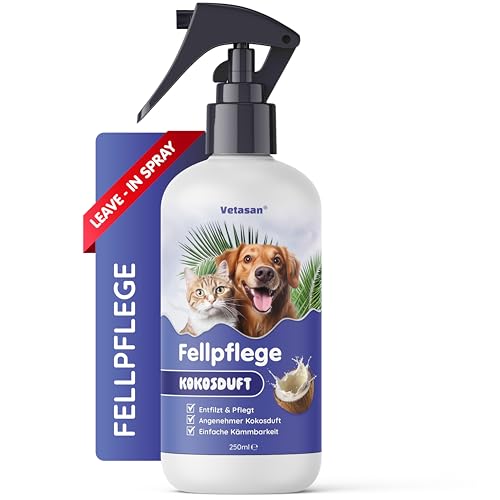 Vetasan Fellpflege Hunde & Katzen 250ml Entfilzungsspray I Langhaar Fell Spray Anti Filz zum Verfilzungen entfernen I Hundeparfüm/Hund Deo gegen Geruch von Vetasan