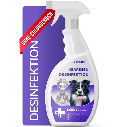 Vetasan Giardien-Spray Hunde & Katzen 500ml I Desinfektionsmittel Spray gegen Giardien, Bakterien, Pilze & Viren I Geruchsneutralisierendes Desinfektionsmittel von Vetasan