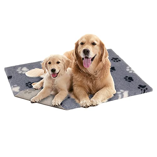 Vetbed Petlife Anti-Rutsch-Hundebett, mittelgroß, 100 cm x 75 cm, Grau/Schwarz/Weiß, Duo Paw – maschinenwaschbar, warmes Hunde- und Welpenbett – Kistenmatte für Welpe – antiallergene Katzen- und von Vetbed