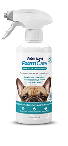 Vetericyn Foamcare Haustier-Shampoo und Conditioner, Spray on Shampoo, um das Fell zu desodorieren und zu pflegen. Natürliches, pflanzliches Shampoo für kleine Tiere und Haustiere, 473 ml von Vetericyn