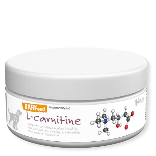 Vetfood BARFeed L- carnitine 100g, Unterstützung des Fettstoffwechsels und der Muskelausdauer bei Hunden, besonders bei aktiven und älteren Tieren von Vetfood