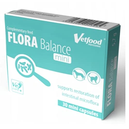 Vetfood Flora Balance Mini | 30 Kapseln | Ergänzungsfuttermittel für Hunde und Katzen | Kann dabei helfen die Verdauung zu unterstützen | Bei Störungen der intestinalen Mikroflora von Vetfood