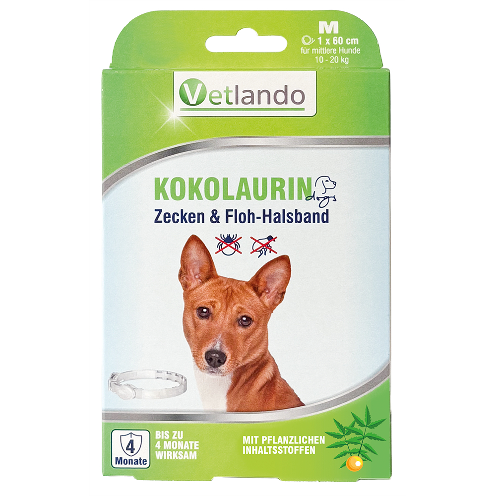 Vetlando Kokolaurin Zecken- & Floh-Halsband Hunde - Größe M: 60 cm, für Hunde 10 - 20 kg Vetlando Kokolaurin Zecken- & Floh-Halsband Hunde - Größe M: 60 cm, für Hunde 10 - 20 kg von Vetlando