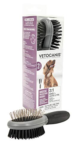 Vetocanis Fellpflegebürste, doppelseitig, für Hunde, Pneumatikkkamm, leichter Griff von VETOCANIS