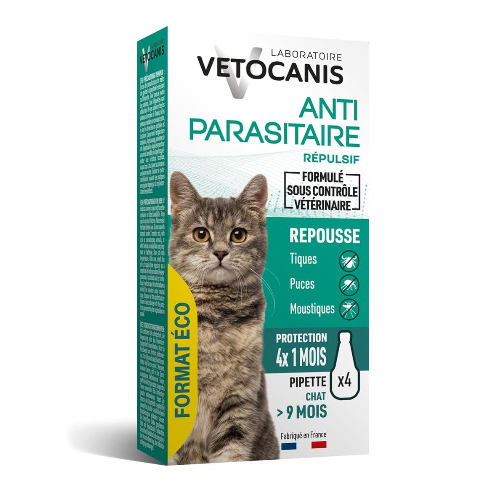 Vetocanis Repellent Floh- und Zeckenschutz Spot-On für Katzen - 4 Pipetten x 1,2 ml Vetocanis Repellent Floh- und Zeckenschutz Spot-On für Katzen - 4 Pipetten x 1,2 ml von Vetocanis