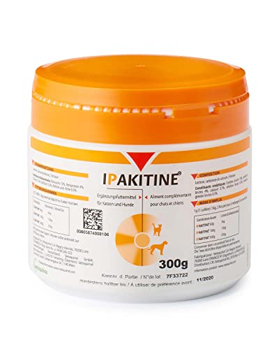 Vetoquinol Ipakitine | 300 g | Ergänzungsfuttermittel für Katzen und Hunde | Zur Unterstützung der Nieren | Bei Niereninsuffiziens | Pulver zur Einmischung in das Futter von Vetoquinol
