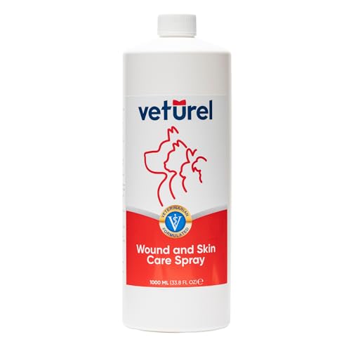 Veturel Hautpflege für Hunde und Katzen | 300 ml Wund- und Hautpflegespray | Spray zur Linderung von Juckreiz und Haarleckproblemen (1000 ml) von Veturel