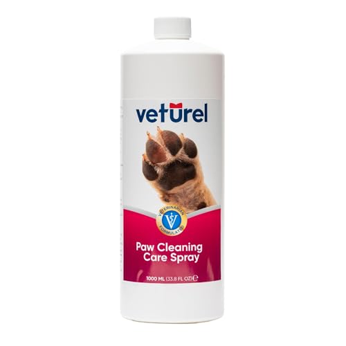 Veturel Hund- und Katzenpfotenspray | 1000 ml Deodorierendes Parfüm und Schaumlöse Pfotenpflege | Sanfter Fellreiniger für Hunde und Katzen von Veturel