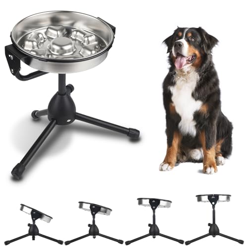 Erhöhter Futternapf für Hunde mit verstellbarem Metallständer, Größe geeignet für Hunde zwischen 60 und 45,4 kg, Edelstahl, höhenverstellbar, rutschfest, erhöhtes Hundenapf-Set von Vexong