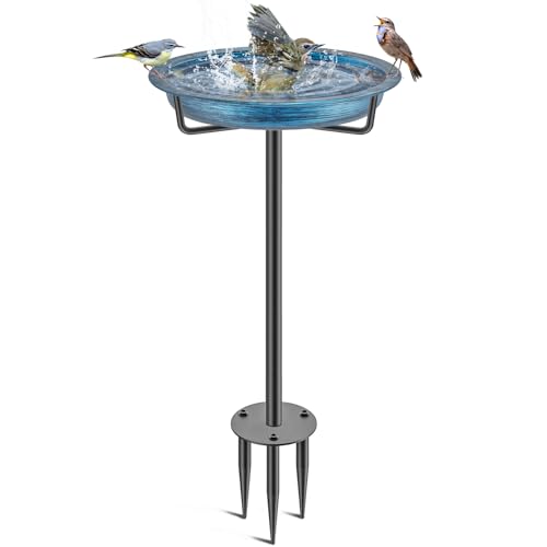 VeyFolzin.st Vogeltränke Vogelbad Futter Schale Wasserstelle Stehend, Vogelbad Garten für Wildvögel Wassertränke für Vögel, Vogeltränke Groß Frostsicher Winterfest Vogeltränke (Blau) von VeyFolzin.st