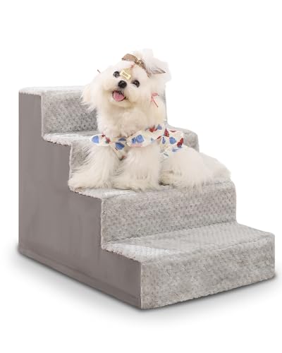 Vfrog Hundetreppe für kleine Hunde, 45,7 cm hoch, 4-stufige Hundetreppe für Hochbett, Couch und Sofa, Haustiertreppe für Hunde und Katzen, Klettern mit rutschfester Unterseite und waschbarem Bezug, von Vfrog