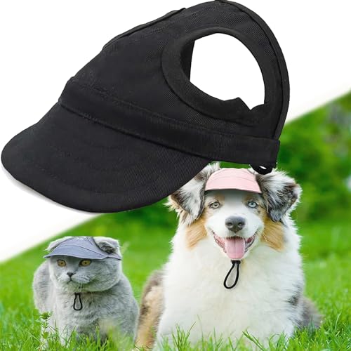 Outdoor Sun Protection Hood for Dogs, Dog Sun Hat, Dog Baseball Cap, Sun Hat for Dogs, Dog Hat with Ear Holes, Pet Visor Hat with Adjustable Neck Strap (Black,L) von Vgpbphj