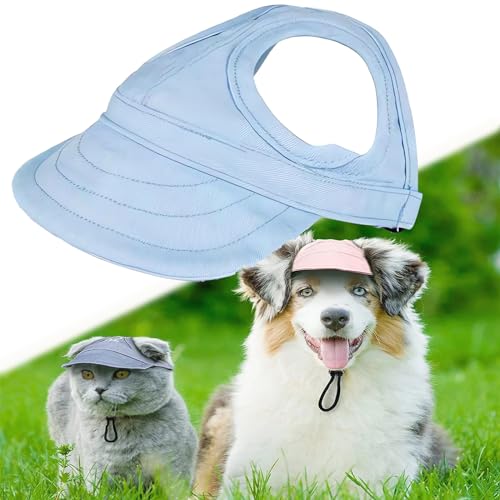 Outdoor Sun Protection Hood for Dogs, Dog Sun Hat, Dog Baseball Cap, Sun Hat for Dogs, Dog Hat with Ear Holes, Pet Visor Hat with Adjustable Neck Strap (Blue,L) von Vgpbphj