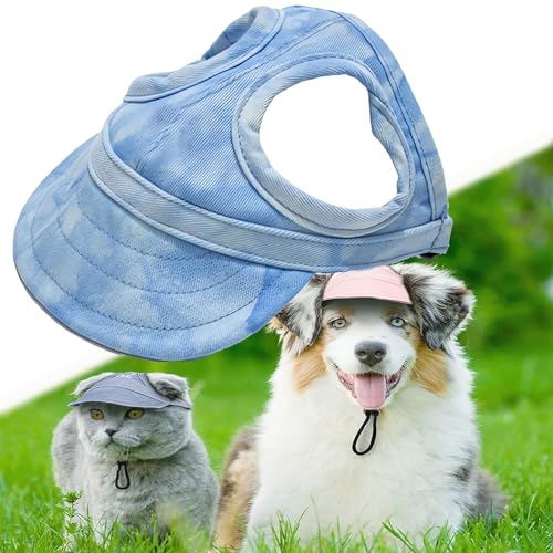 Outdoor Sun Protection Hood for Dogs, Dog Sun Hat, Dog Baseball Cap, Sun Hat for Dogs, Dog Hat with Ear Holes, Pet Visor Hat with Adjustable Neck Strap (Cloud Blue,L) von Vgpbphj