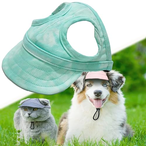 Outdoor Sun Protection Hood for Dogs, Dog Sun Hat, Dog Baseball Cap, Sun Hat for Dogs, Dog Hat with Ear Holes, Pet Visor Hat with Adjustable Neck Strap (Cloud Green,L) von Vgpbphj