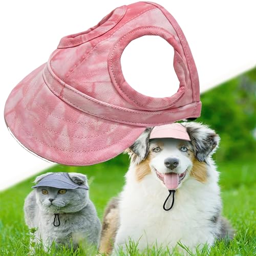 Outdoor Sun Protection Hood for Dogs, Dog Sun Hat, Dog Baseball Cap, Sun Hat for Dogs, Dog Hat with Ear Holes, Pet Visor Hat with Adjustable Neck Strap (Cloud Pink,L) von Vgpbphj