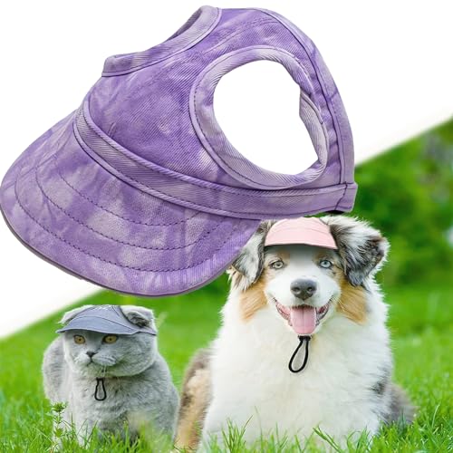 Outdoor Sun Protection Hood for Dogs, Dog Sun Hat, Dog Baseball Cap, Sun Hat for Dogs, Dog Hat with Ear Holes, Pet Visor Hat with Adjustable Neck Strap (Cloud Purple,L) von Vgpbphj