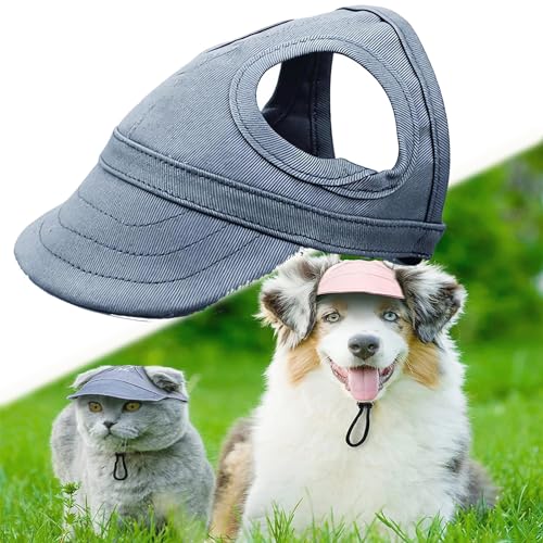 Outdoor Sun Protection Hood for Dogs, Dog Sun Hat, Dog Baseball Cap, Sun Hat for Dogs, Dog Hat with Ear Holes, Pet Visor Hat with Adjustable Neck Strap (Gray,L) von Vgpbphj