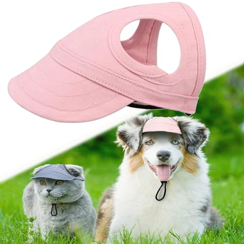 Outdoor Sun Protection Hood for Dogs, Dog Sun Hat, Dog Baseball Cap, Sun Hat for Dogs, Dog Hat with Ear Holes, Pet Visor Hat with Adjustable Neck Strap (Pink,L) von Vgpbphj