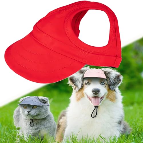 Outdoor Sun Protection Hood for Dogs, Dog Sun Hat, Dog Baseball Cap, Sun Hat for Dogs, Dog Hat with Ear Holes, Pet Visor Hat with Adjustable Neck Strap (Red,L) von Vgpbphj