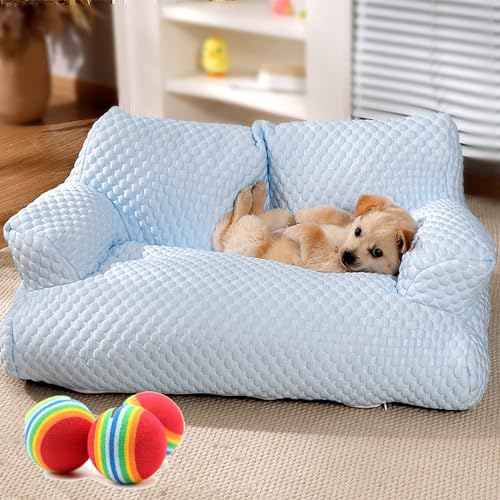 Vgpbphj Ice Silk Cooling Pet Bed Breathable Washable Dog Sofa Bed, Ice Silk Cooling Pet Couch, Cooling Dog Bed, Breathable Washable Pet Bed for Small, Medium, Large Dogs and Cats (Blue,L) von Vgpbphj